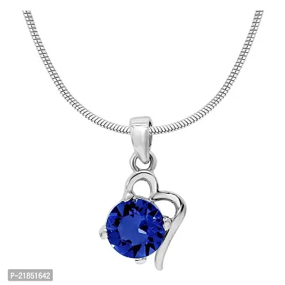 Mahi with Swarovski Elements Dark Blue Victorian Heart Rhodium Plated Pendant for Women PS1194141RDBlu