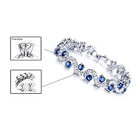 Mahi Rhodium Plated Brass Royal Blue Crystals Bracelet for Women-thumb1