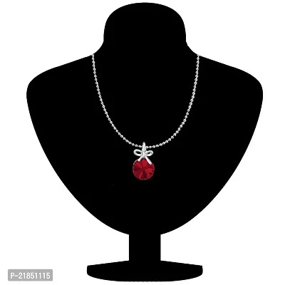 Mahi Light Red Swarovski Crystals Bow Pendant for Women and Girls PS1194080RLRed-thumb2