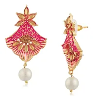 Mahi Meenakari Work Floral Dangler Earrings with Crystal and Artificial Pearl for Womens (ER1109673G)-thumb2