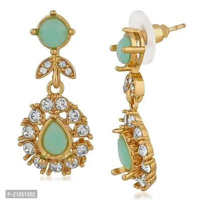 Mahi Gold Plated Stylish Green Crystals Dangler Earrings for Girls and Women ER1109551G-thumb3