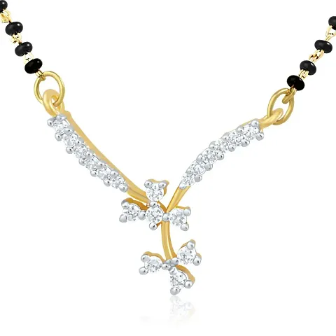 Mahi Gold Plated Mangalsutra Pendant with CZ for Women PS1191486G