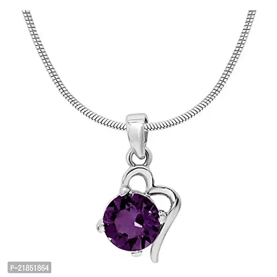 Mahi with Swarovski Elements Purple Victorian Heart Rhodium Plated Pendant for Women PS1194141RPur