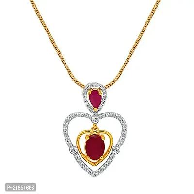 Mahi Gold Plated Fantastic Ruby and CZ Pendant for Girls and Women PS11910206G
