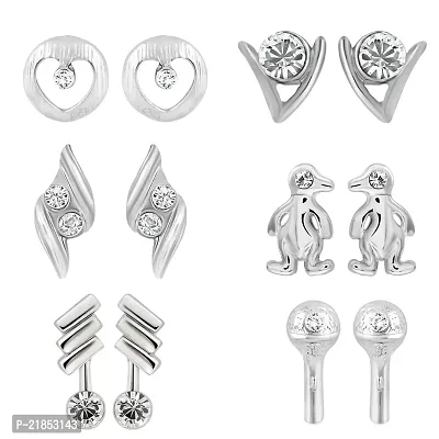 Mahi Combo of 6 Small Baby Size Stud Earrings for Women and Girls CO1105264R