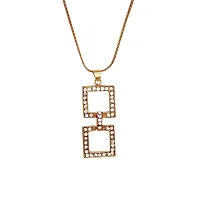 Mahi Crystal White Square Gold Plated Pendant Set for Women NL4101116G-thumb1