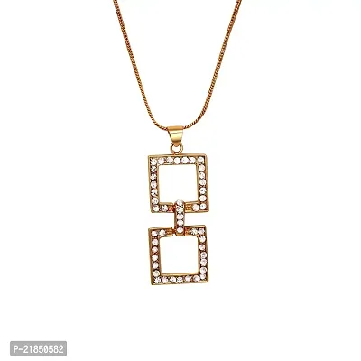 Mahi Crystal White Square Gold Plated Pendant Set for Women NL4101116G-thumb2