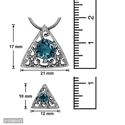 Mahi with Swarovski Elements Light Blue Triangle Beauty Rhodium Plated Pendant Set for Women NL1104143RLBlu-thumb5