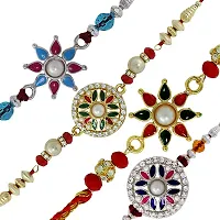 Mahi with Crystals and Beads Assorted Combo of Four Rakhis (Bracelet) CO1104517M-thumb3