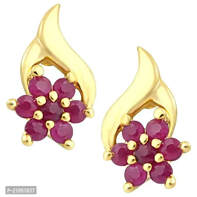Oviya Gold Plated Red Flare Stud Earrings with Ruby for Women ER7208981G