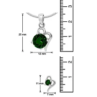Mahi with Swarovski Crystals Green Victorian Heart Rhodium Plated Pendant Set for Women (NL1104141RCGre)-thumb4