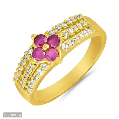 Mahi Gold Plated Creative Melange Finger Ring with Ruby for Women FR1100646G-thumb0