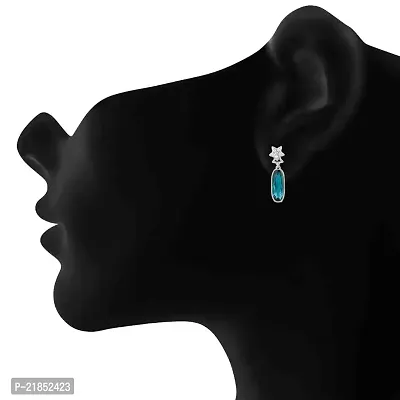 Oviya Rhodium Plated Sparkling Star Crystal Earrings for Girls and Women ER2109525RBlu-thumb2