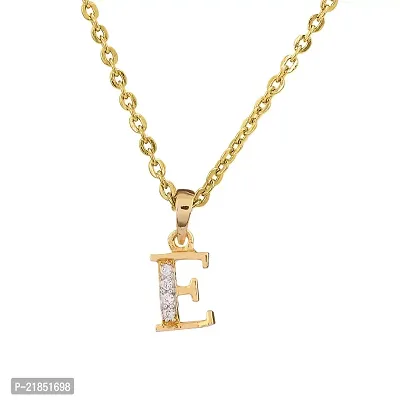 Mahi CZ E Letter Gold Plated Pendant for Women PS1100155G