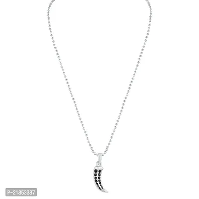 Mahi Rhodium Plated Claw Shaped Black Crystals Unisex Pendant with Chain (PS1101814RBla)-thumb3