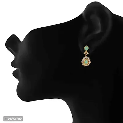 Mahi Gold Plated Stylish Green Crystals Dangler Earrings for Girls and Women ER1109551G-thumb2