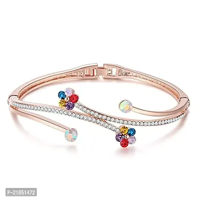 Mahi Rose Gold Plated Mesmerising Multicolour Crystal Bracelet BR1100290ZMul