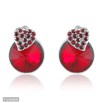 Mahi Rhodium Plated Combo of Red  Green Stud Earring with Swarovski Elements For Women CO1104059R-thumb2