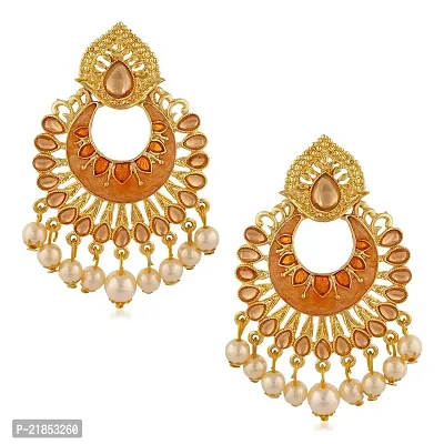 Mahi Meenakari Work Traditional Dangle Drop Earrings with Artificial Bead and Crystals for Women (ER1109701G)