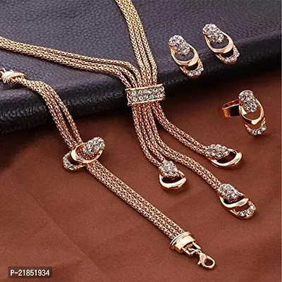 Mahi Exclusive Valentine Special Crystal Necklace Set Bracelet and Finger Ring of Alloy with Gift Box and Card for Girls and Women CO1105092GRdBxCd-thumb3