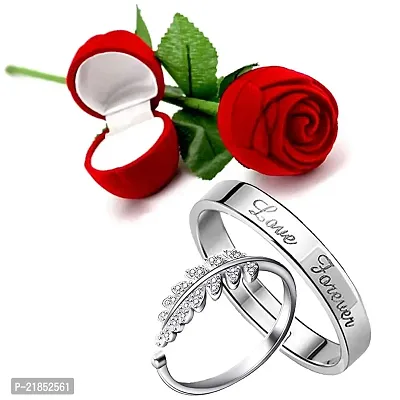 Mahi Valentine Gift Crystal Couple Ring Set with Rose Box for Couple FRCO5103081RBx