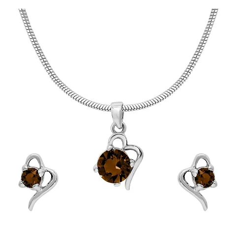 Mahi with Swarovski Elements Victorian Heart Plated Pendant Set for Women NL1104141RBro