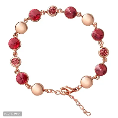 Mahi Rose Gold Plated Fashionable Red Crystals Adjustable Bracelet for Women (BR1100808ZRed)