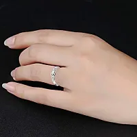 Mahi Heart Love Silver Color Adjustable Finger Ring with Rosebox for Women FR5103118RBx-thumb1