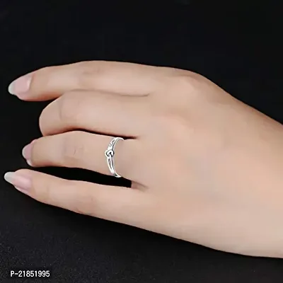 Mahi Heart Love Silver Color Adjustable Finger Ring with Rosebox for Women FR5103118RBx-thumb0