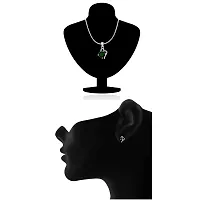 Mahi with Swarovski Crystals Green Victorian Heart Rhodium Plated Pendant Set for Women (NL1104141RCGre)-thumb3