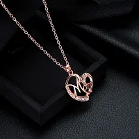 Mahi Rose Gold Plated Dual Heart Pendant for Mom with White Crystal stones PS1101698Z-thumb2