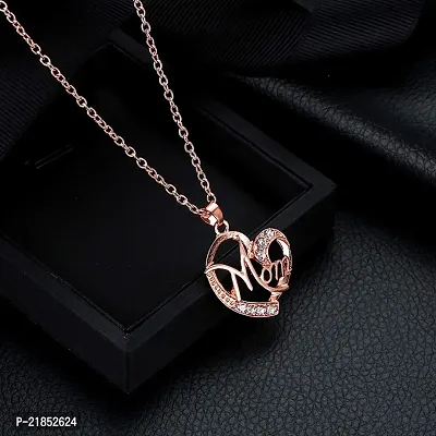 Mahi Rose Gold Plated Dual Heart Pendant for Mom with White Crystal stones PS1101698Z-thumb3