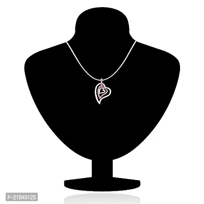 Mahi Rhodium Plated Three Hearts Pendant Set with Pink Crystals for Women NL1101768RPin-thumb4