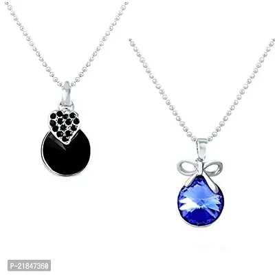 Mahi Made with Swarovski Elements Combo of 2 Pendants with Rhodium plating CO1104061R-thumb0