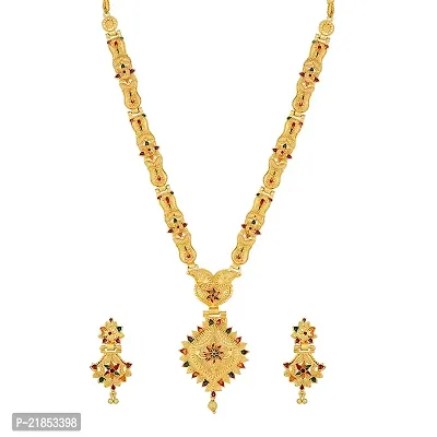 Mahi Gold Plated Traditional Wedding Necklace Set for Women (NL1108089G)