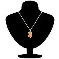 Mahi Gold Plated Nocturnal Owl Pendant with Carrot Pink Crystals for girls and women PS1101683G-thumb1