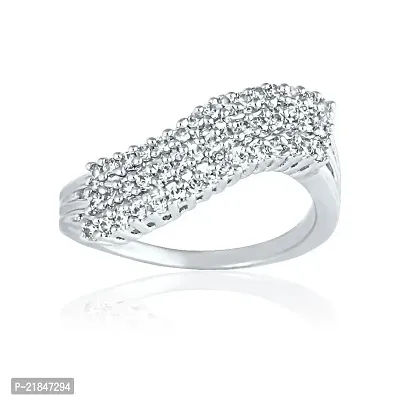 Mahi Rhodium Plated Bright Array Ring with CZ Stones for Women FR1100438R12