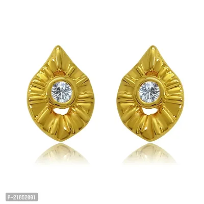 Mahi Exa Collection CZ White Rain Drop Gold Plated Stud Earrings for Women ER6012008GWhi