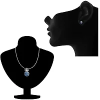 Mahi Montana Blue Bow Pendant Set with Swarovski Crystals for Women NL1104080RMBlu-thumb1