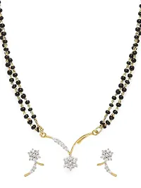 Mahi Brilliant Bright Bunch Tanmaniya Chain Mangalsutra Set with Cubic Zirconia for Women (NL1101410G2)-thumb3