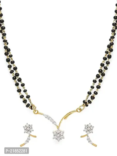 Mahi Brilliant Bright Bunch Tanmaniya Chain Mangalsutra Set with Cubic Zirconia for Women (NL1101410G2)-thumb4