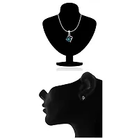 Mahi with Swarovski Crystals Light Blue Victorian Heart Rhodium Plated Pendant Set for Women (NL1104141RCLBlu)-thumb3
