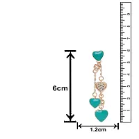 Mahi Rose Gold Plated Green Heart Crystal Layered Necklace with Dangler Earrings for Women (NL11037945ZGre)-thumb4