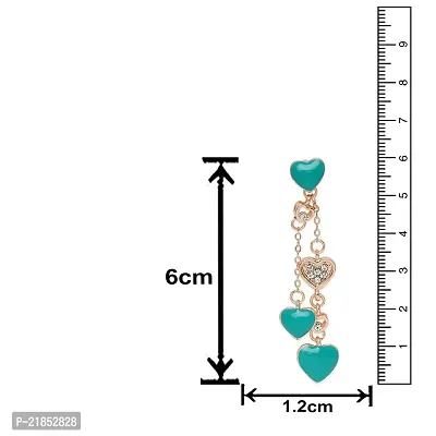 Mahi Rose Gold Plated Green Heart Crystal Layered Necklace with Dangler Earrings for Women (NL11037945ZGre)-thumb5