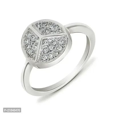 Mahi Rhodium Plated Peace Round Fingering with CZ for Women FR1100109R12