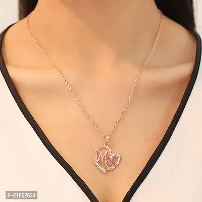 Mahi Rose Gold Plated Dual Heart Pendant for Mom with White Crystal stones PS1101698Z-thumb2