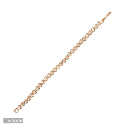 Mahi Rose Gold Plated Tiny Heart White Crystals Bracelet for Women (BR1100453ZWhi)-thumb3