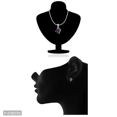 Mahi with Swarovski Crystals Purple Victorian Heart Rhodium Plated Pendant Set for Women (NL1104141RCPur)-thumb4