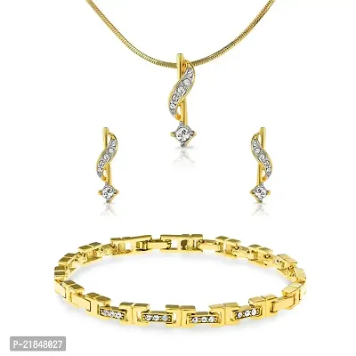 Mahi Crystal Pendant Set and a Bracelet for Women CO1104123G-thumb0