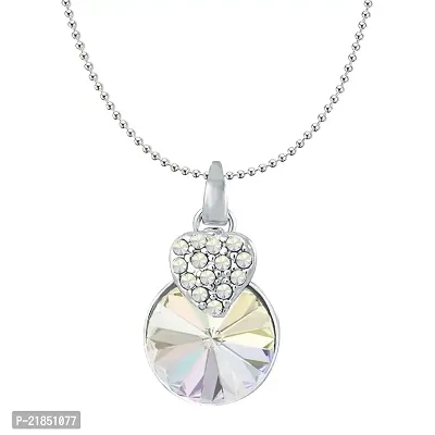 Mahi White AB Swarovski Crystals Heart Pendant for Women and Girls PS1194089RAb